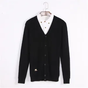 Men's Solid V-Neck Cardigan