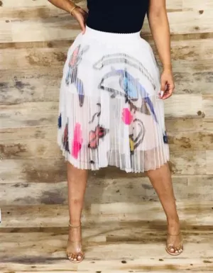 MESH PRINT MINI SKIRT (ONE SIZE)