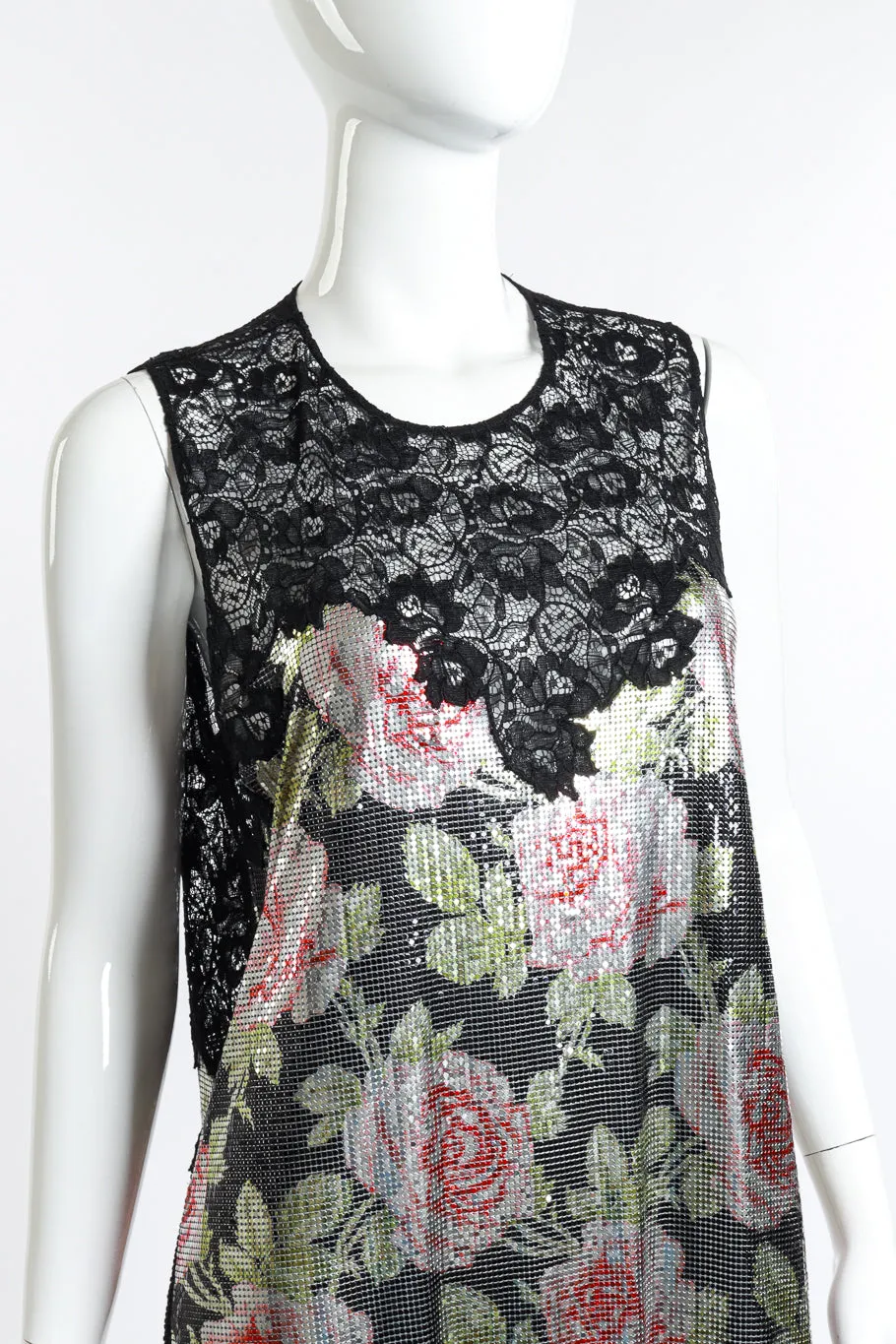 Metal Mesh Rose Lace Dress