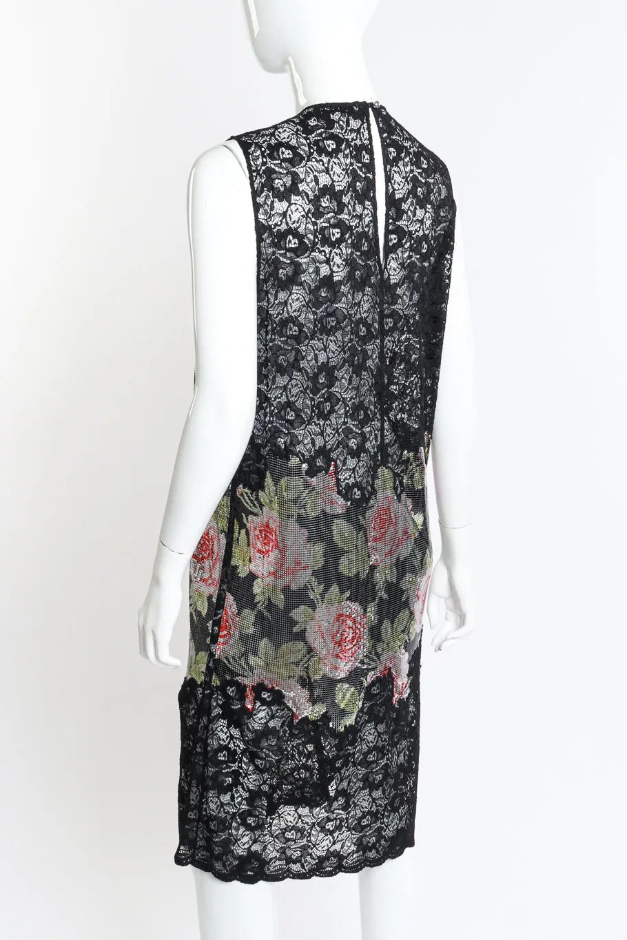 Metal Mesh Rose Lace Dress