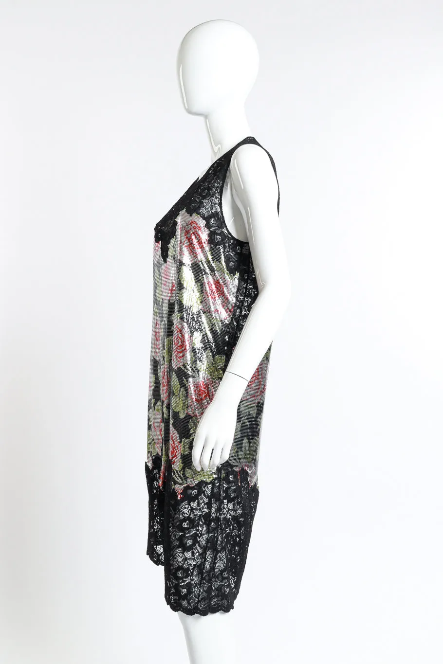 Metal Mesh Rose Lace Dress