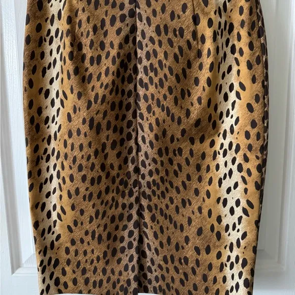 Michael KORS 4 Caramel/Black Leopard Print pencil Skirt, NWOT Cotton/Spandex