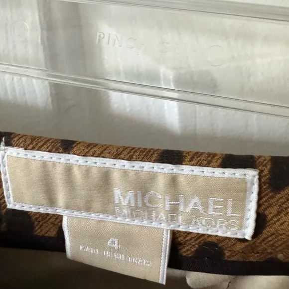 Michael KORS 4 Caramel/Black Leopard Print pencil Skirt, NWOT Cotton/Spandex