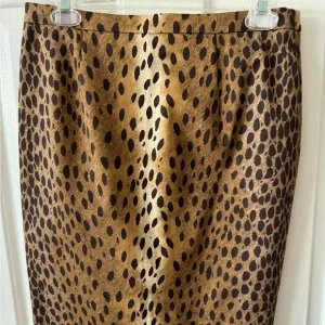 Michael KORS 4 Caramel/Black Leopard Print pencil Skirt, NWOT Cotton/Spandex