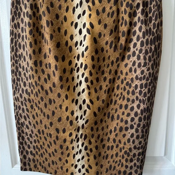 Michael KORS 4 Caramel/Black Leopard Print pencil Skirt, NWOT Cotton/Spandex