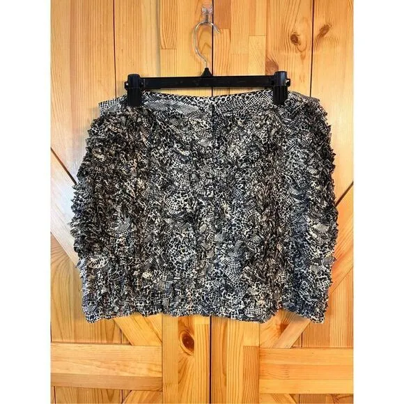 MICHAEL KORS Animal Print Silk Ruffled Zipper Skirt Size 12 Nwt Retail $250 (359