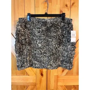 MICHAEL KORS Animal Print Silk Ruffled Zipper Skirt Size 12 Nwt Retail $250 (359