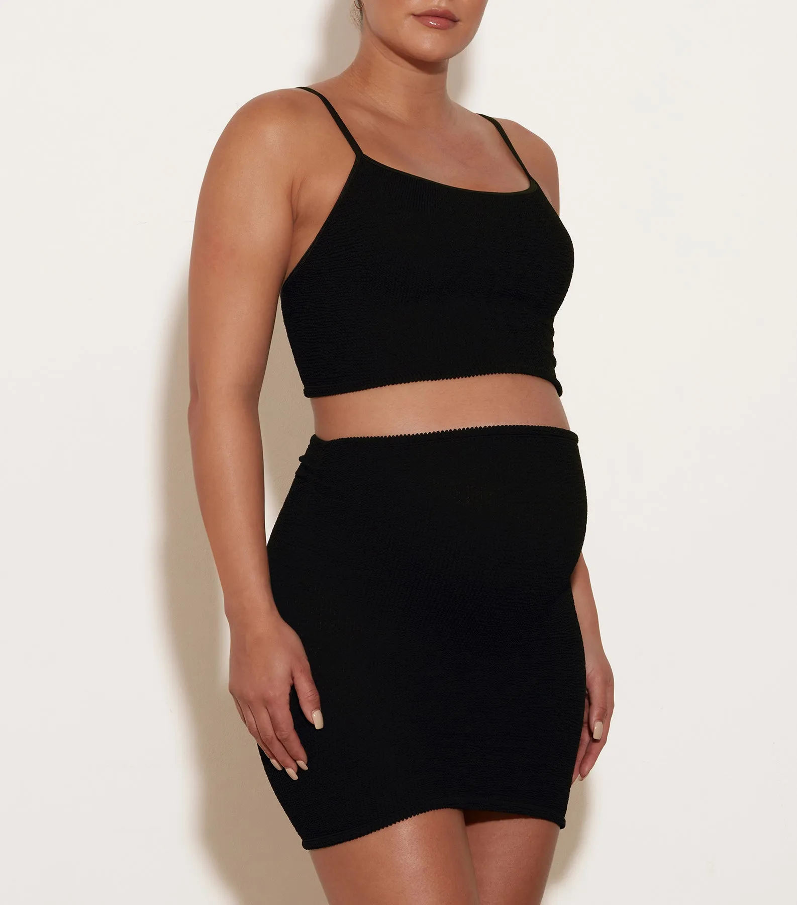 Mini Skirt/Strapless Tube Top - Black