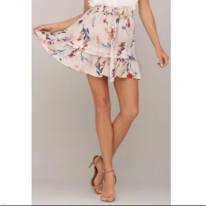 Miss me beige ivory floral mini skirt size large