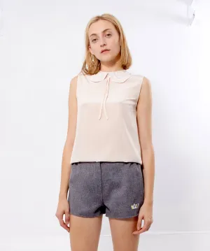 Miu Miu Light Pink Silk Ruffle Collar Blouse - 38