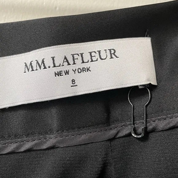 MM. Lafleur Perry Satin Faux Wrap‎ Lined Black Pencil Skirt