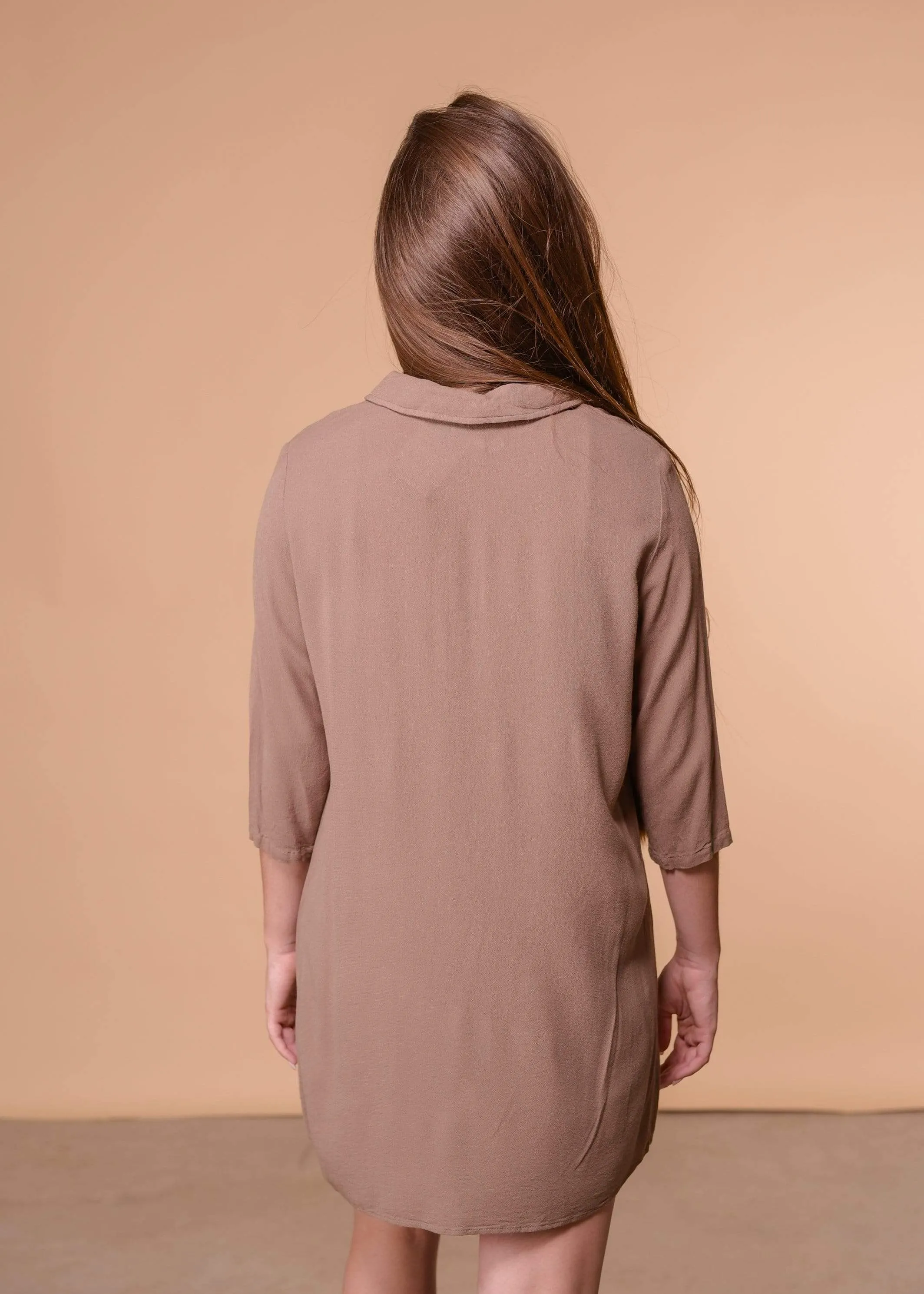 Mocha 3 / 4 Sleeve Shift dress