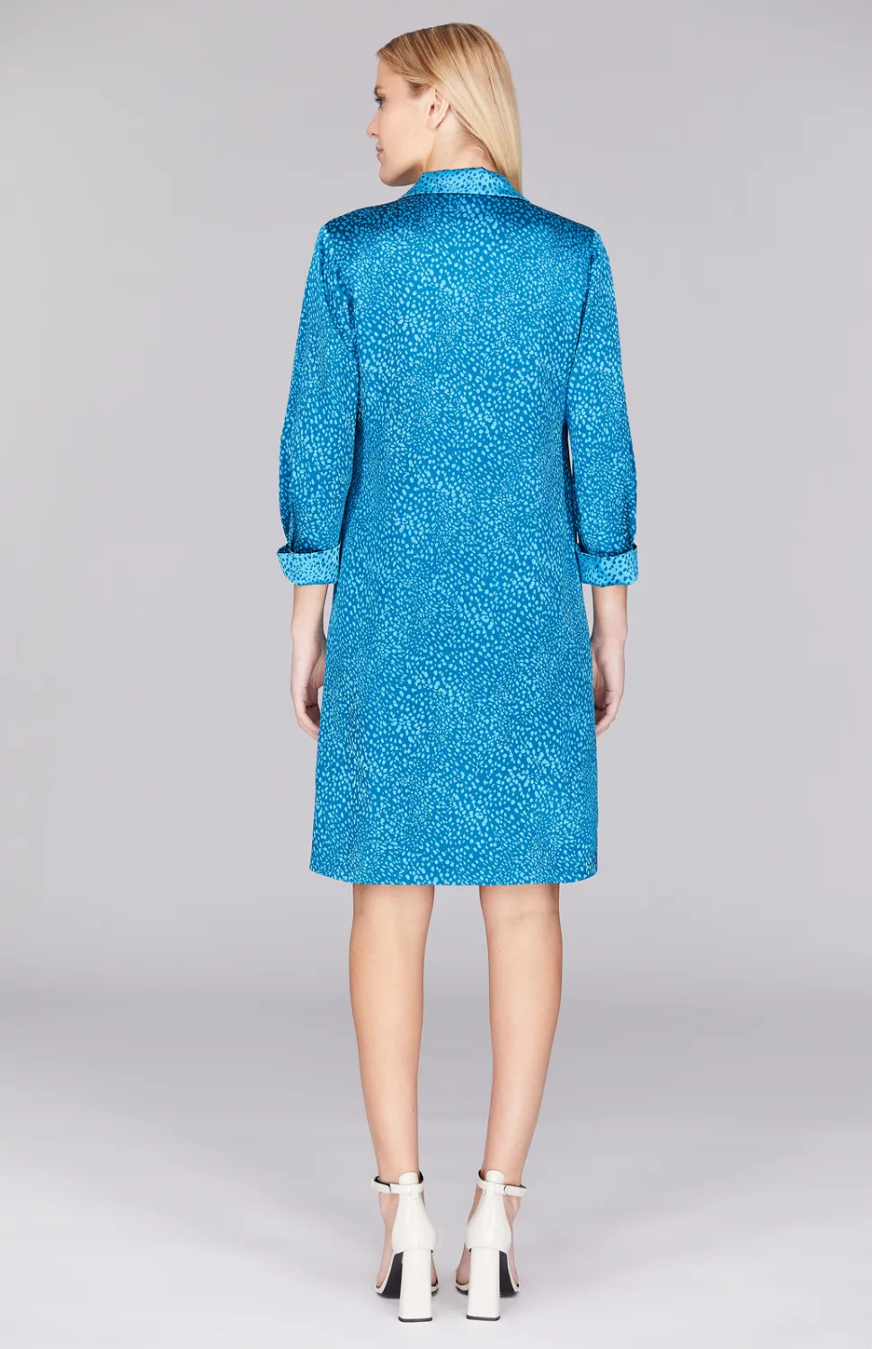 Modern Dot Short Dress w/ Collar & Lapel