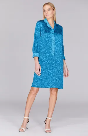 Modern Dot Short Dress w/ Collar & Lapel