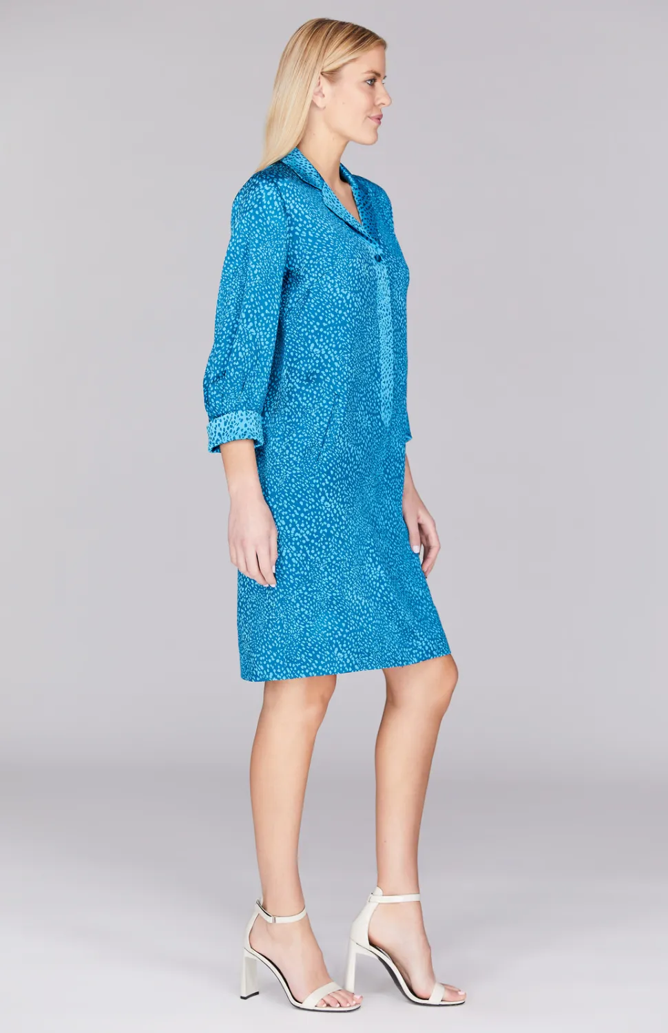 Modern Dot Short Dress w/ Collar & Lapel