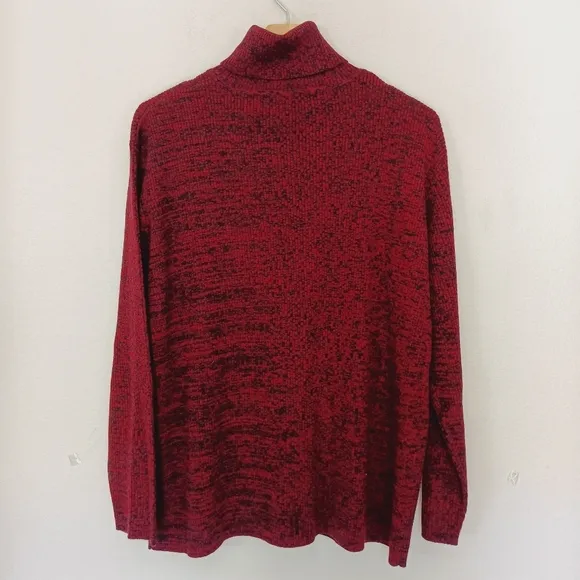 Modern Soul 100% Wool Turtleneck Sweater Red with Black Specks Plus Size 1X