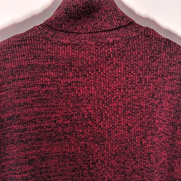 Modern Soul 100% Wool Turtleneck Sweater Red with Black Specks Plus Size 1X