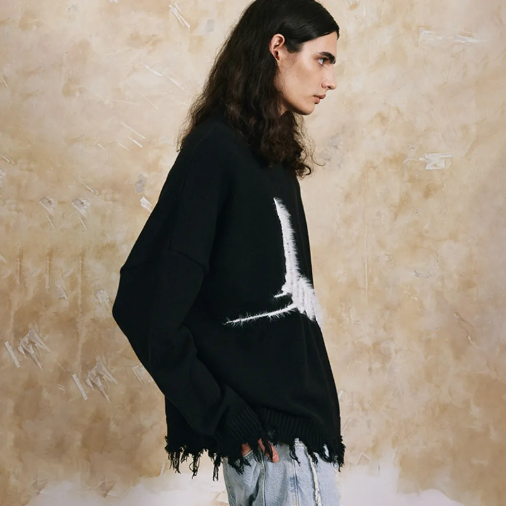 Moon Flocked Turtle Neck Sweater