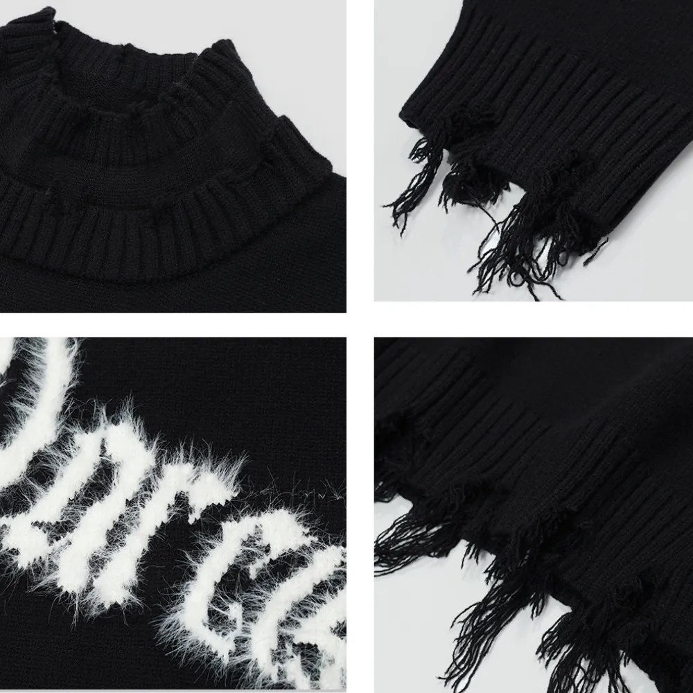 Moon Flocked Turtle Neck Sweater