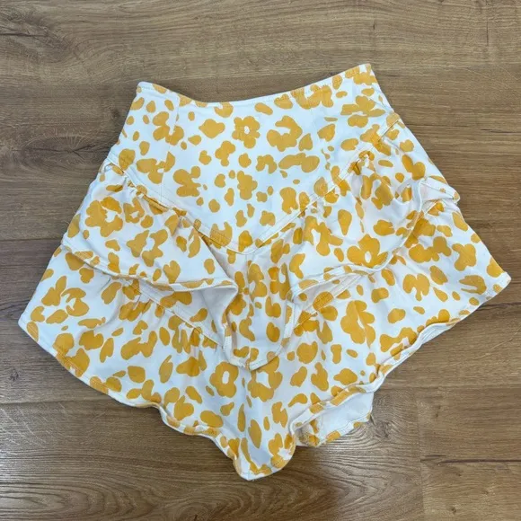 Mother The Ruffle Mini Skirt in Floral Leopard