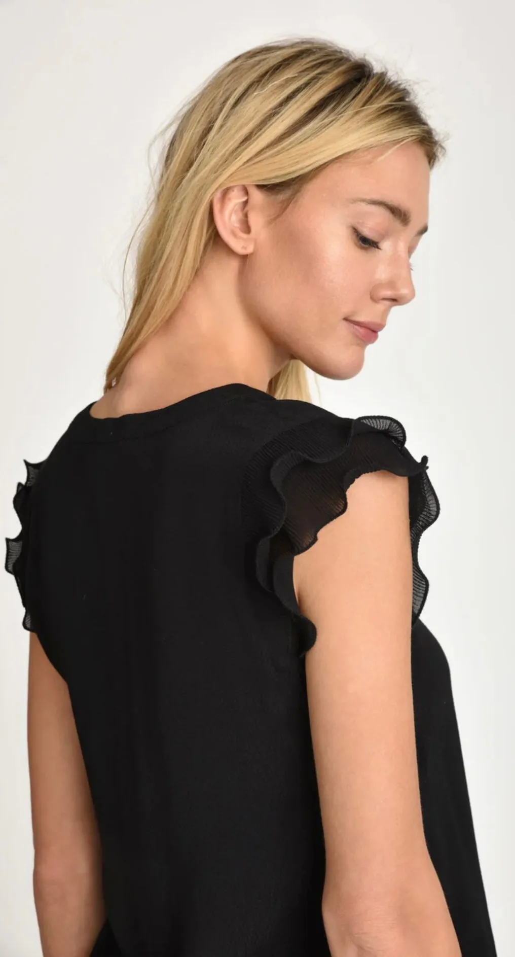 Muche et Muchette Black Ruffle Sleeve Blouse
