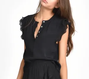 Muche et Muchette Black Ruffle Sleeve Blouse