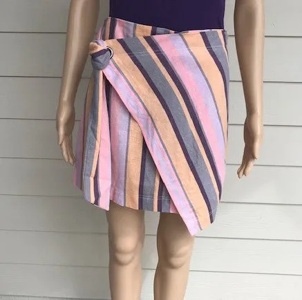 Multi Stripe Tie Front Skirt