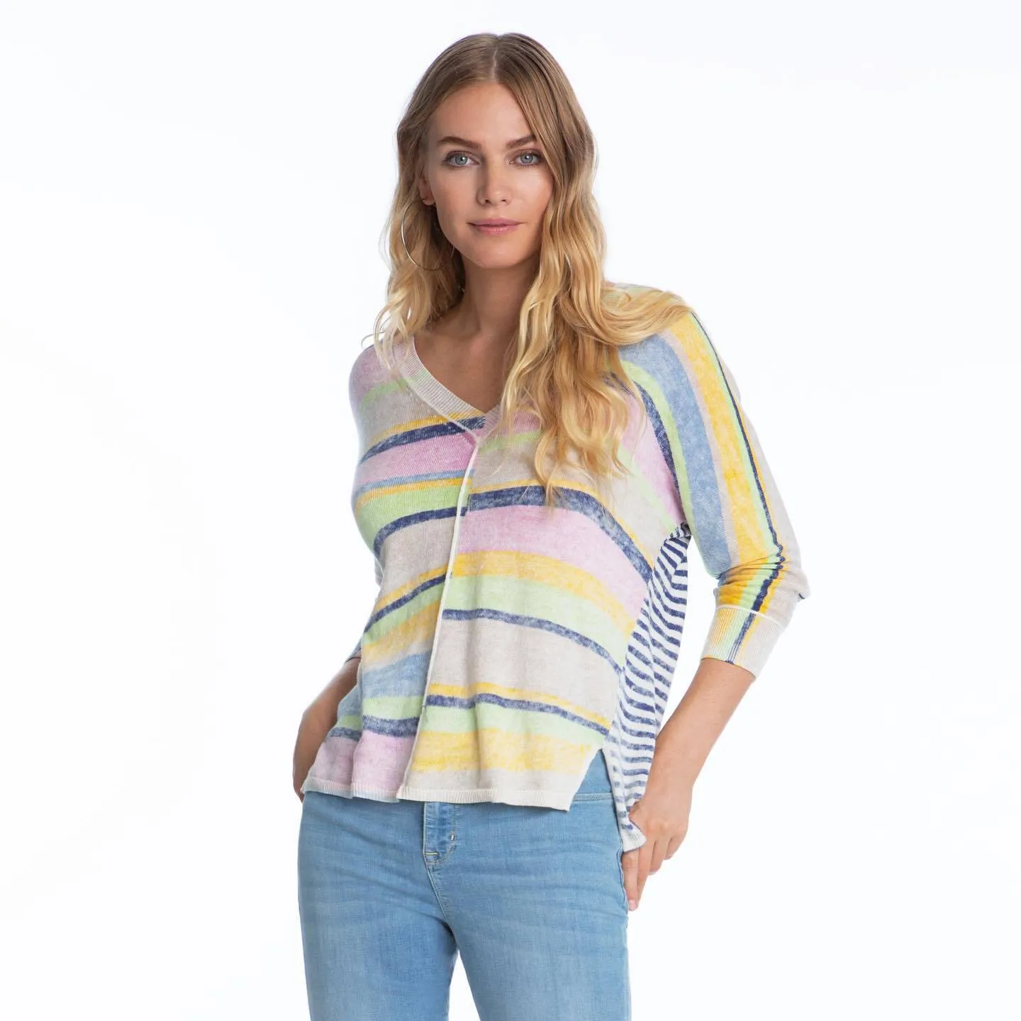 Multi Stripe V-Neck Sweater