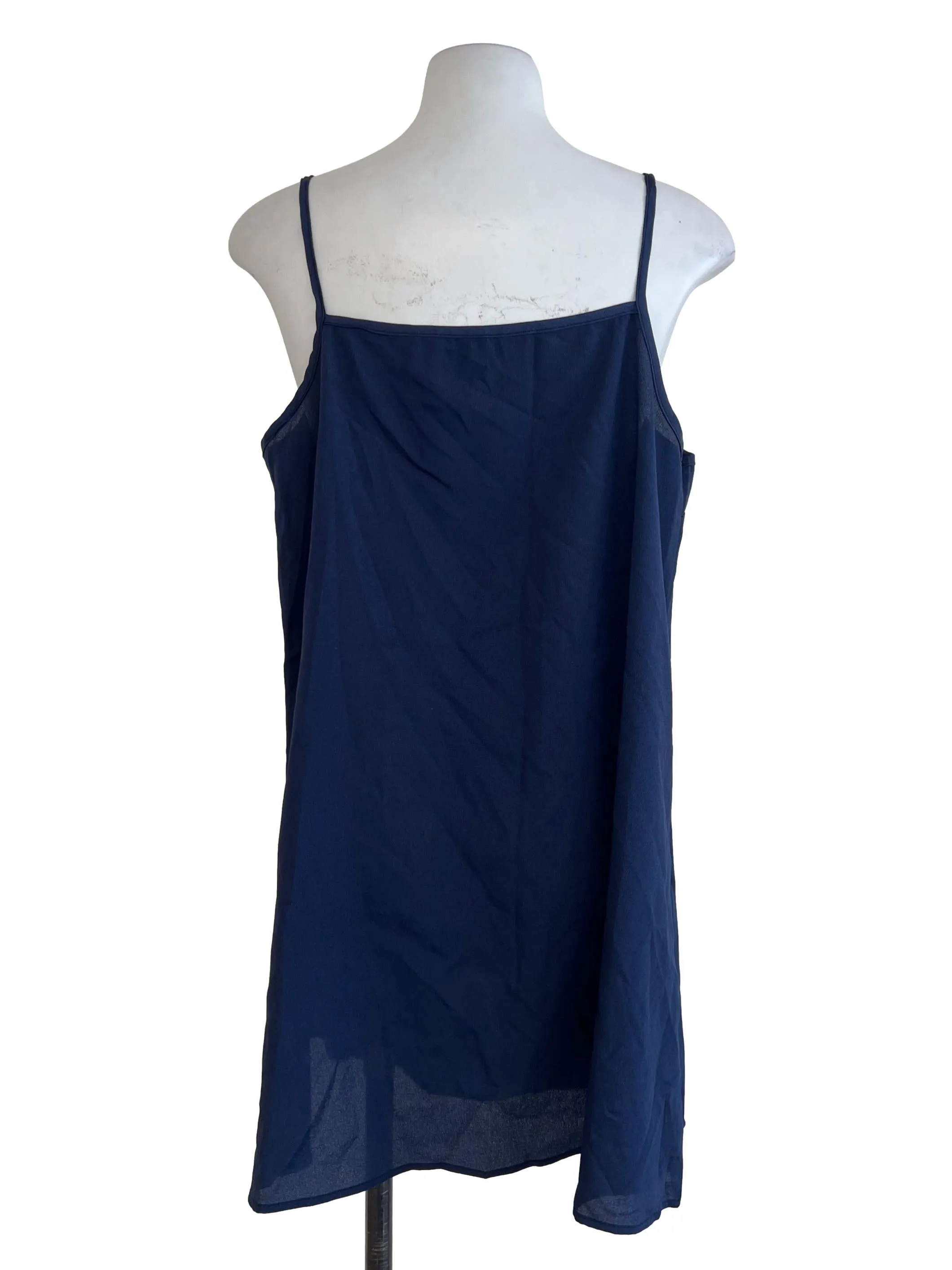 Navy Blue Spaghetti Strap Shift Mini Dress