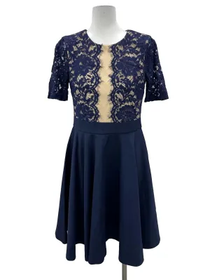 Navy Lace Flare Dress