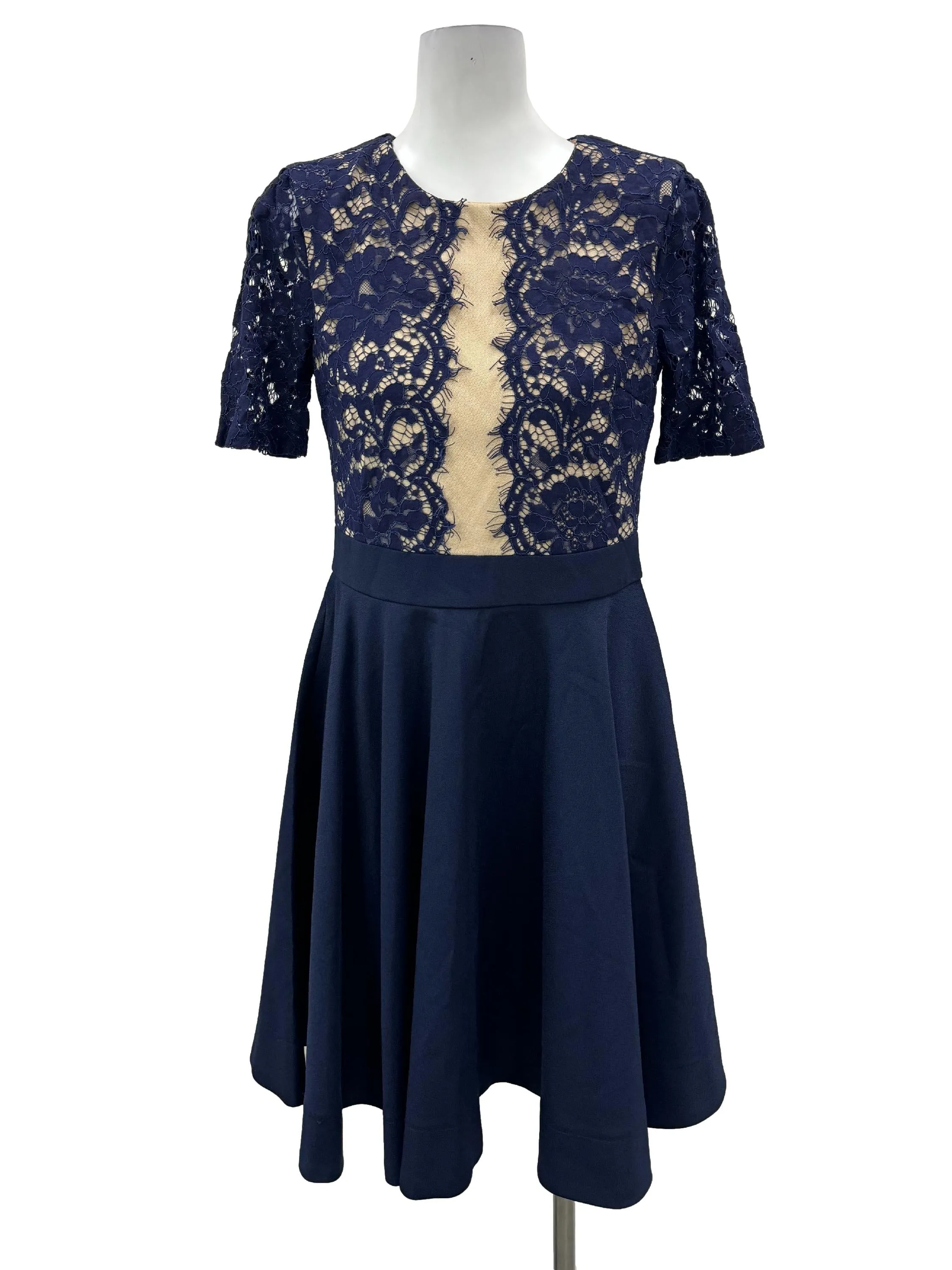 Navy Lace Flare Dress