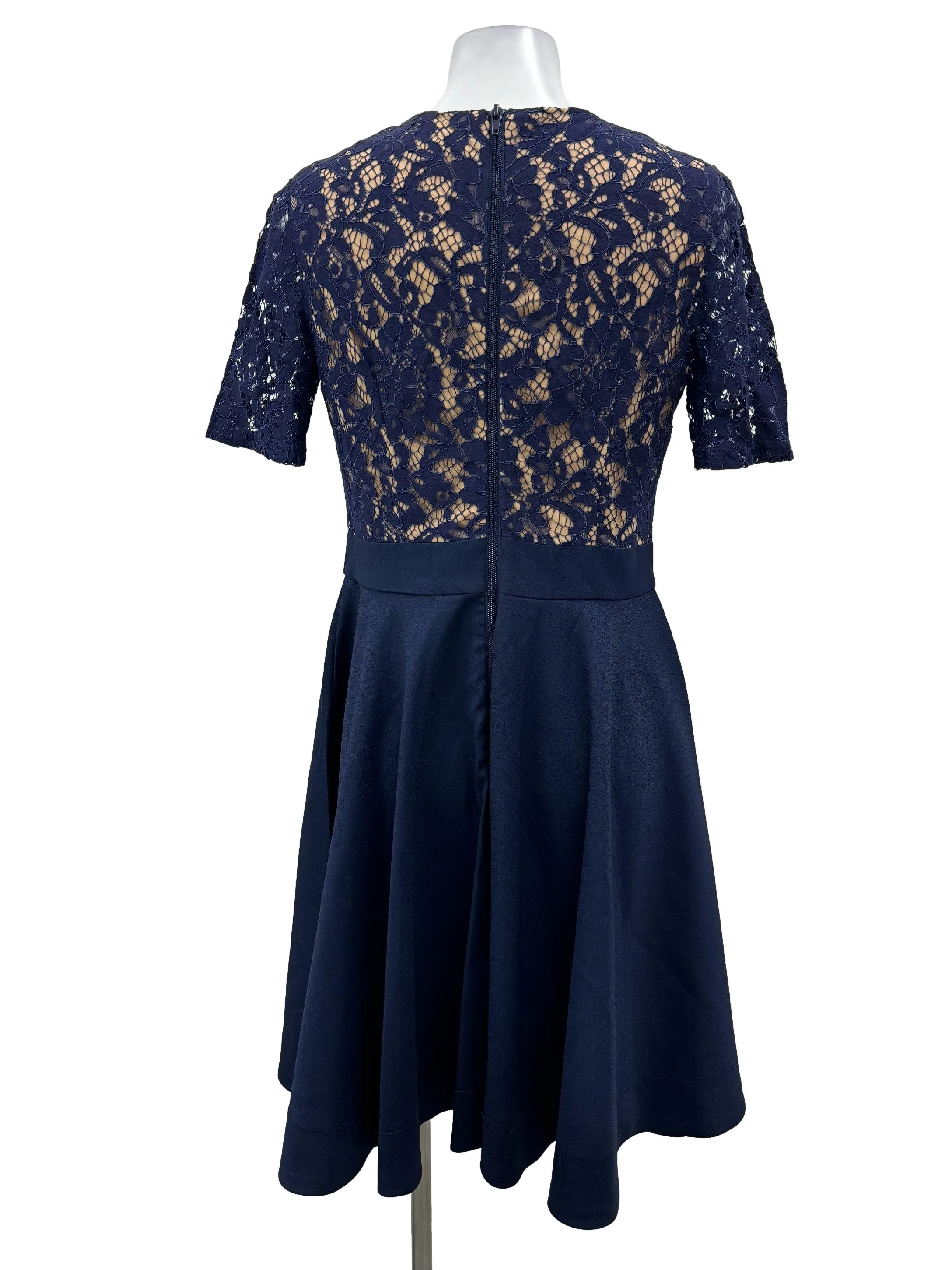 Navy Lace Flare Dress