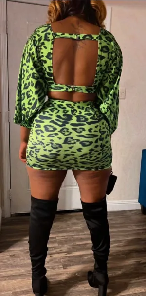 Neon Cheetah Skirt Set
