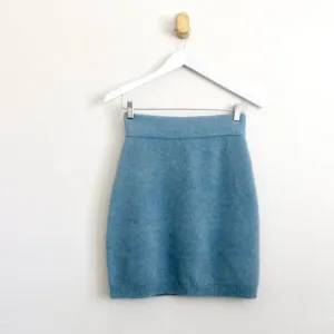 NEW! Babaton Aritzia Pull On Mini Skirt Wool Blend Light Blue SZ S