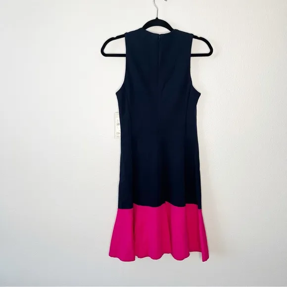 NEW Eliza J Color Block Hem Fit &amp; Flare Jersey Blue Pink Dress