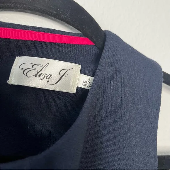 NEW Eliza J Color Block Hem Fit &amp; Flare Jersey Blue Pink Dress
