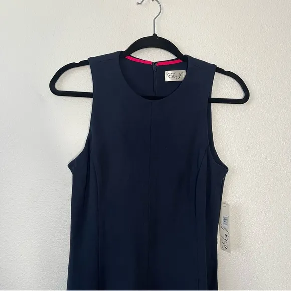NEW Eliza J Color Block Hem Fit &amp; Flare Jersey Blue Pink Dress
