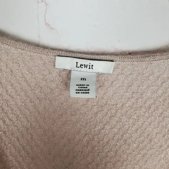 NEW Lewit Metallic Mohair Blend Sweater Size M V Neck Long Tie Sleeve Pullover