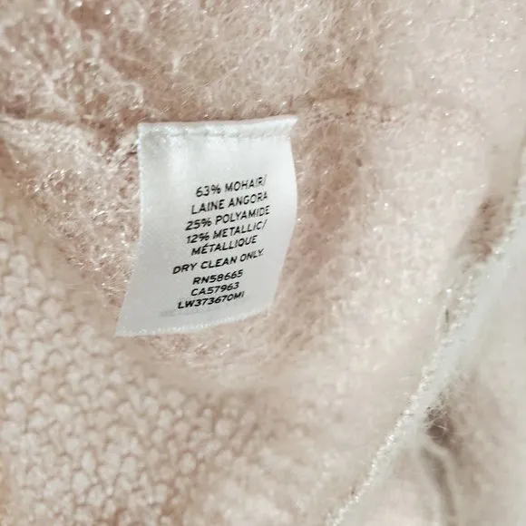 NEW Lewit Metallic Mohair Blend Sweater Size M V Neck Long Tie Sleeve Pullover