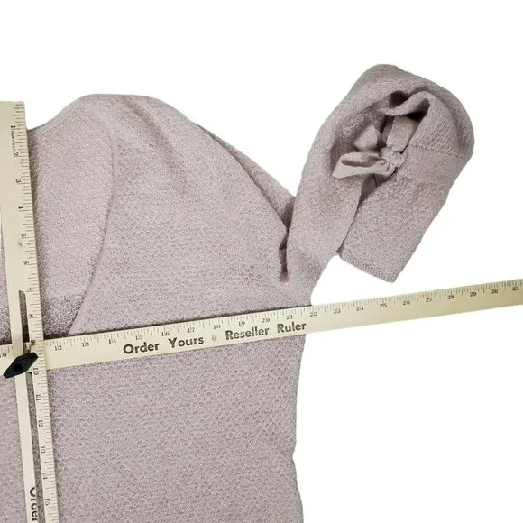 NEW Lewit Metallic Mohair Blend Sweater Size M V Neck Long Tie Sleeve Pullover