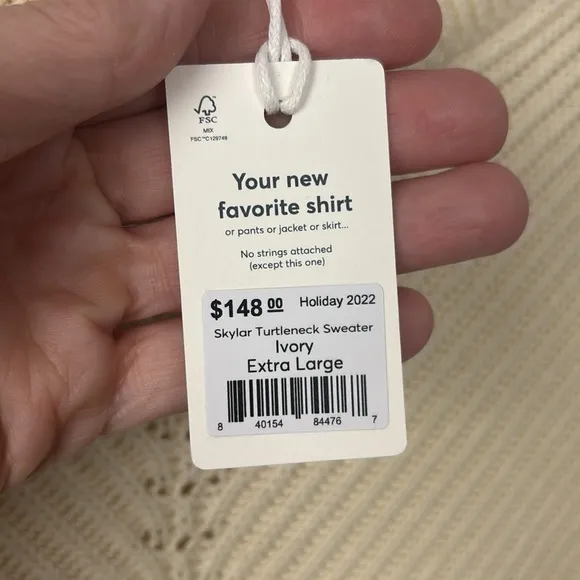 NEW Marine Layer Skylar Turtleneck‎ Sweater In Ivory Size XL