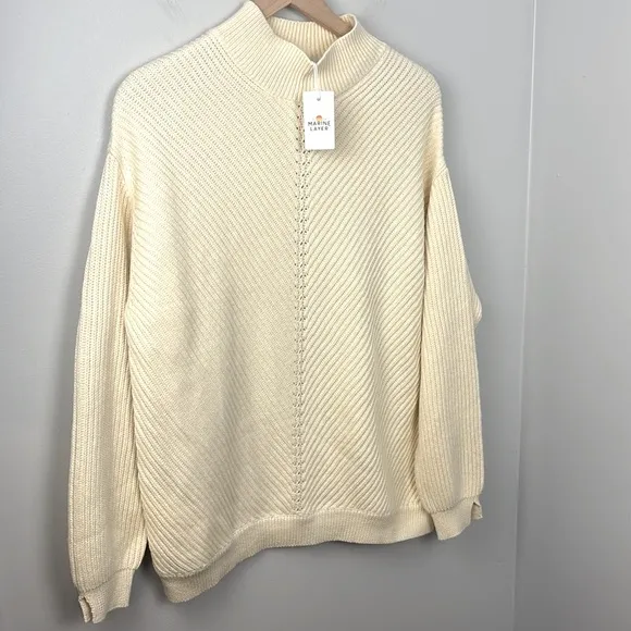 NEW Marine Layer Skylar Turtleneck‎ Sweater In Ivory Size XL