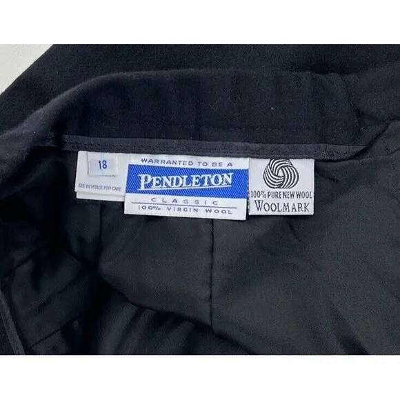 New Pendleton Black Virgin Wool Pencil Skirt Womens Size 18 Vintage 34x27.5