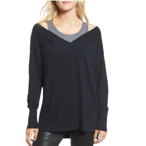 New TROUVE Nordstrom “Spliced Tank Sweater” in Black/grey Combo, Sz M! Retails $90 