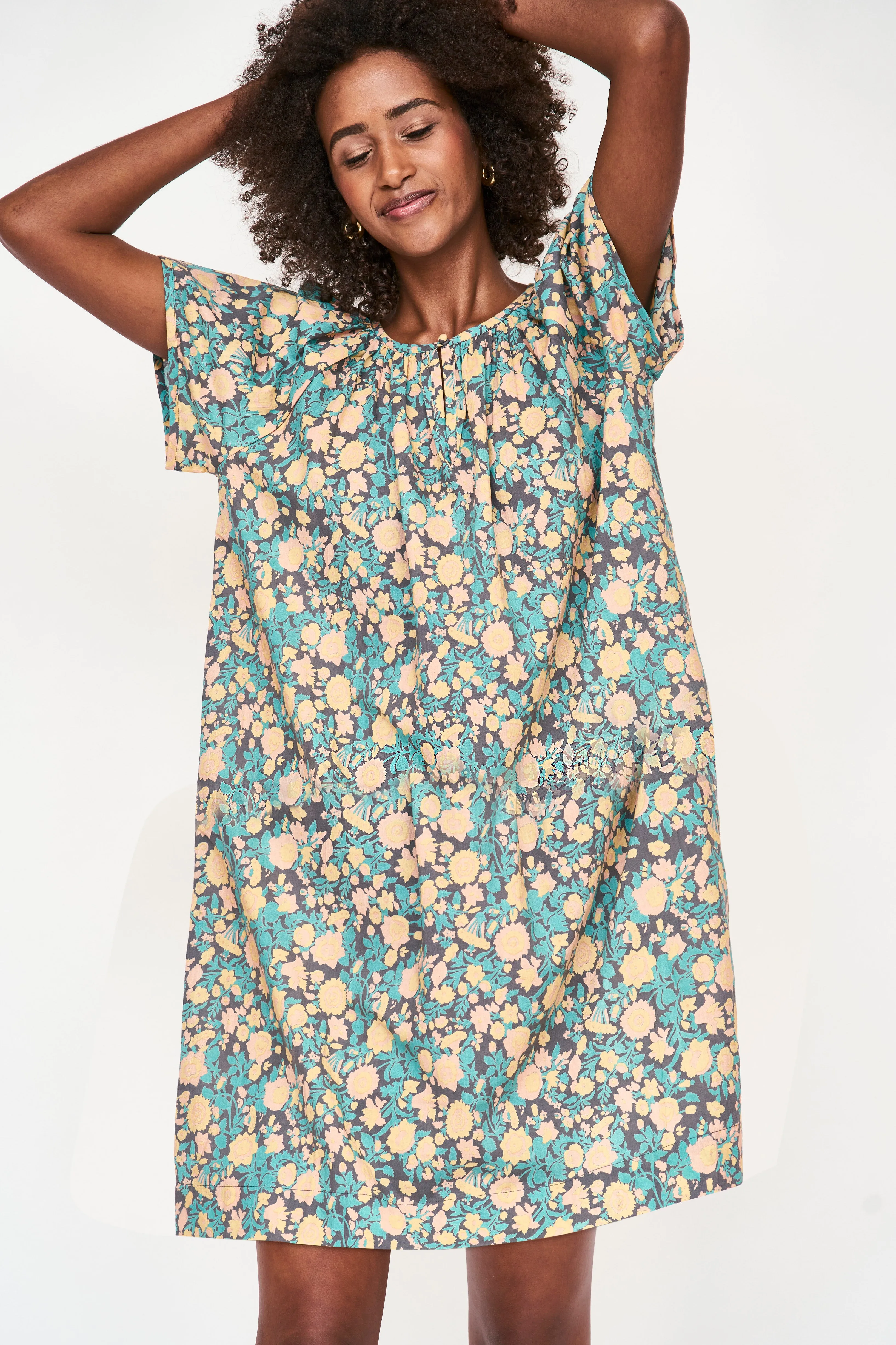 Night Dress in Onyx Bloom