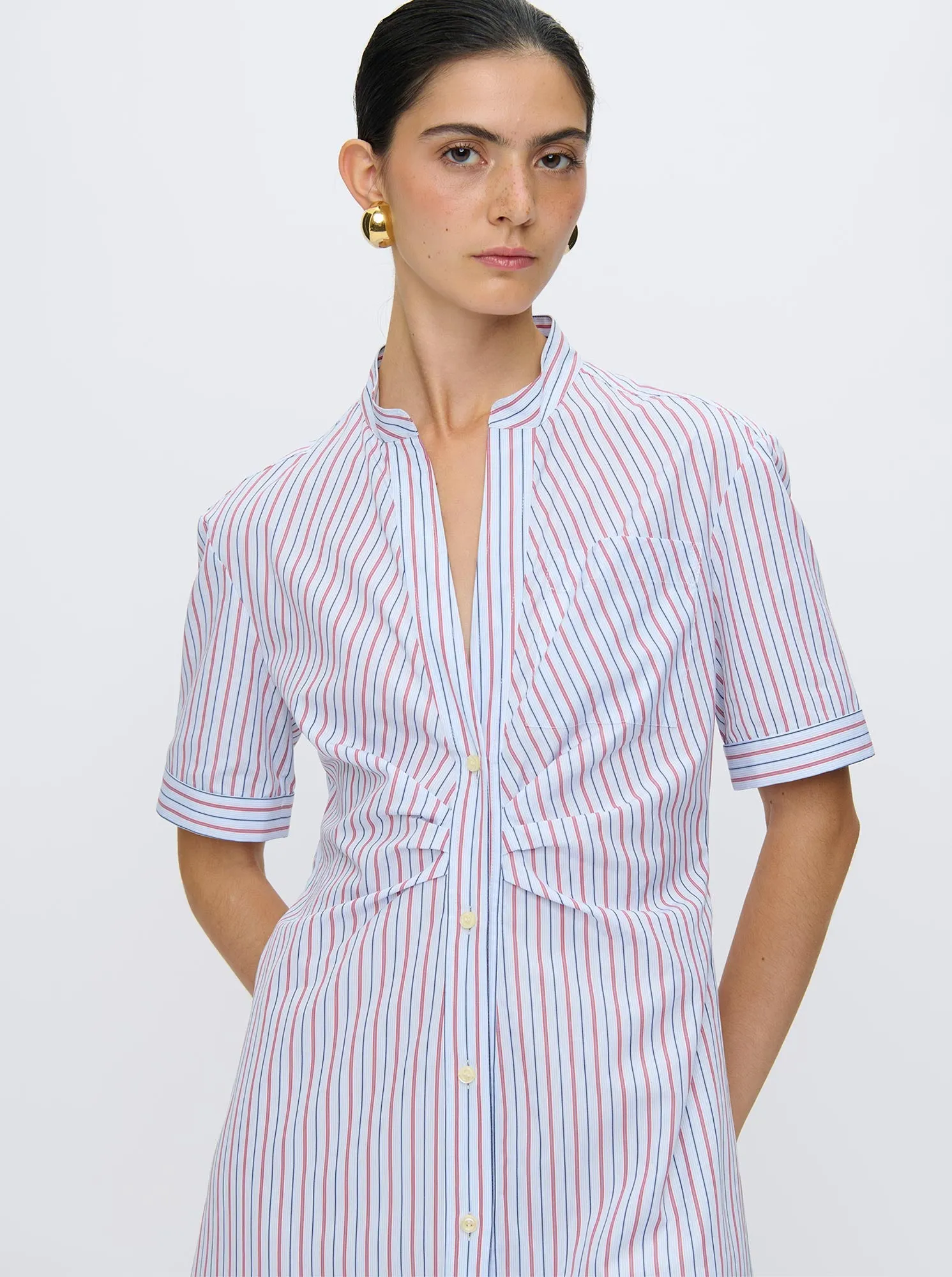 NOOR Shirtdress White/red stripe