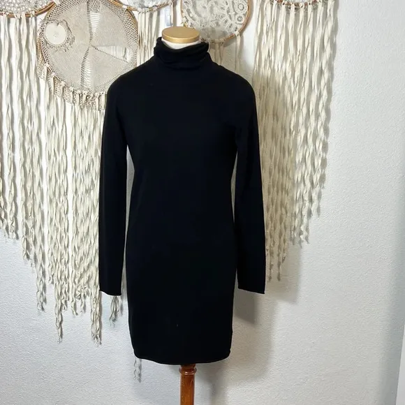 N:Philanthropy City Mini Black Wool/Cashmere T-neck Sweater Dress Open Back XS