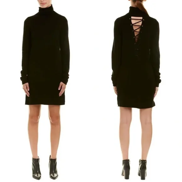 N:Philanthropy City Mini Black Wool/Cashmere T-neck Sweater Dress Open Back XS