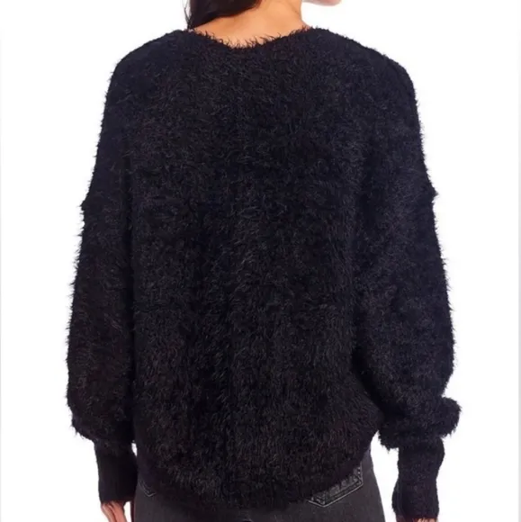 NWOT Free People Black V-Neck Dropped shoulder Long sleeve Sweate