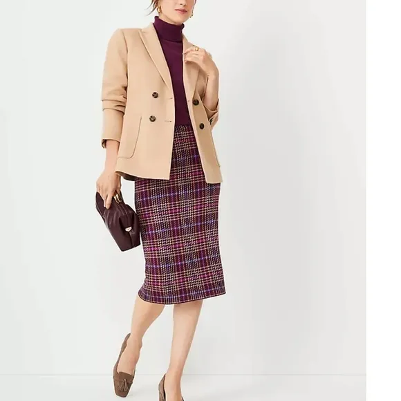 NWT. Ann Taylor Plaid Sweater Pencil Skirt